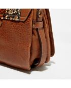 Sac bandoulière en Cuir d'Agneau & Python Seren havane - 25x11x16.5 cm