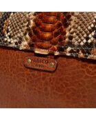 Sac bandoulière en Cuir d'Agneau & Python Seren havane - 25x11x16.5 cm