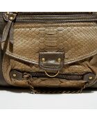 Sac à main en Cuir d'Agneau & Python Mini Ode kaki - 32x22x3 cm