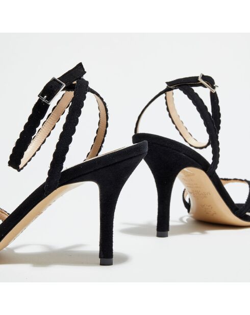 Sandales en Velours de Cuir Stella noires - Talon 9.5 cm