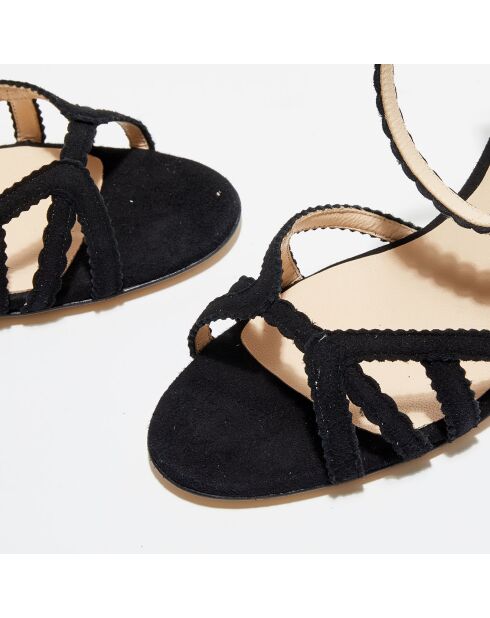 Sandales en Velours de Cuir Stella noires - Talon 9.5 cm