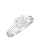 Quadratischer Ring aus 0,21 Karat Weißgold mit leuchtenden Diamanten