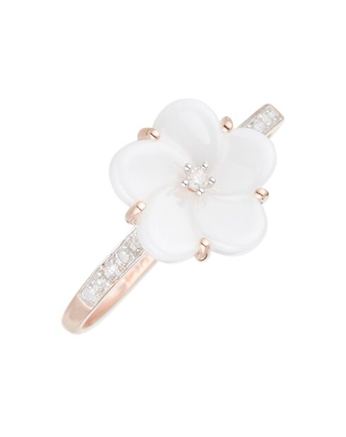 Kajana 0.056 ct diamanten en witte keramische roségouden ring
