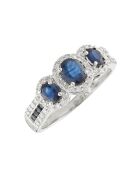 Bague Varis Diamant 0.286 ct & Saphir 1.136 ct or blanc