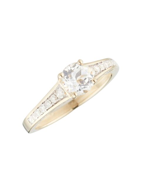 Bague Kriva Diamant 0.21 ct & Topaze blanche 1.43 ct or jaune