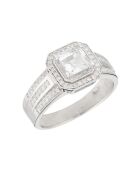 Bague Remban Diamant 0.32 ct & Topaze blanche 1.41 ct or blanc