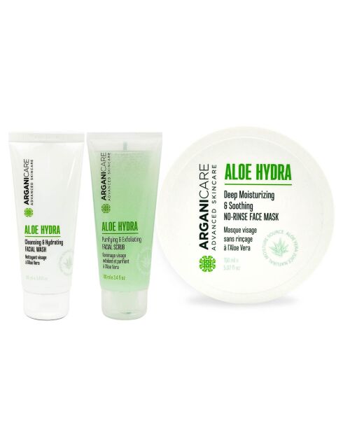Coffret Nettoyant à l'Aloé Vera Exfoliant, nettoyant, hydra - 3 pièces
