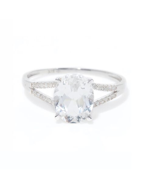 Bague Miri Diamant 0.084 ct & Topaze blanche 2.45 ct or blanc