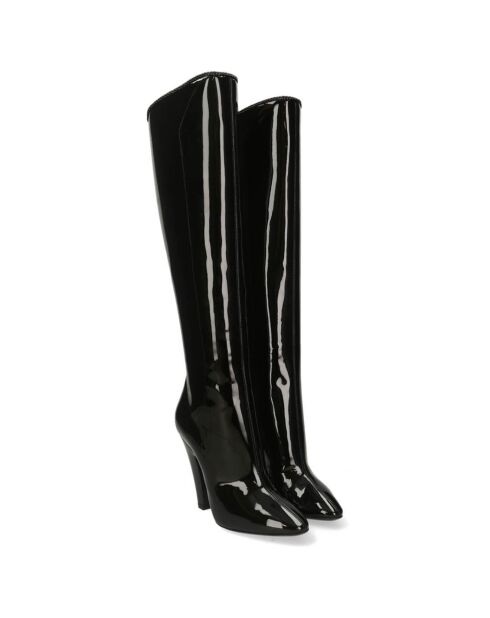 Bottes en Cuir verni 68 noires - Talon 11 cm