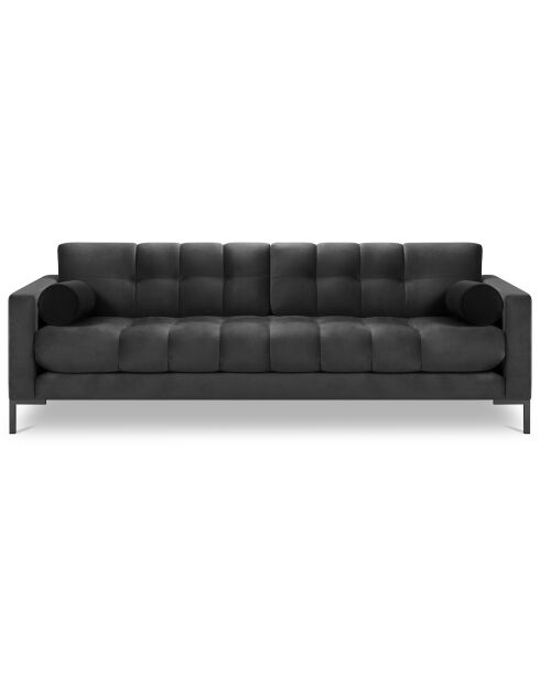 Canapé velours bali 4 places gris foncé - 217x92x78 cm
