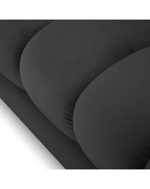 Canapé velours bali 4 places gris foncé - 217x92x78 cm