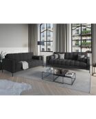 Canapé velours bali 4 places gris foncé - 217x92x78 cm