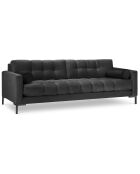 Canapé velours bali 4 places gris foncé - 217x92x78 cm