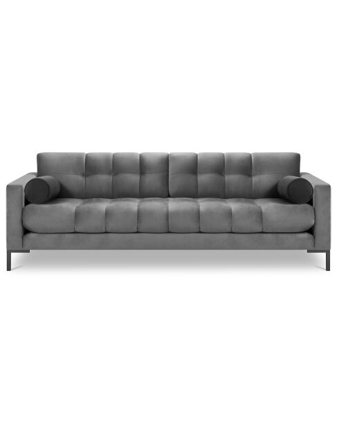 Canapé velours bali 4 places gris clair - 217x92x78 cm