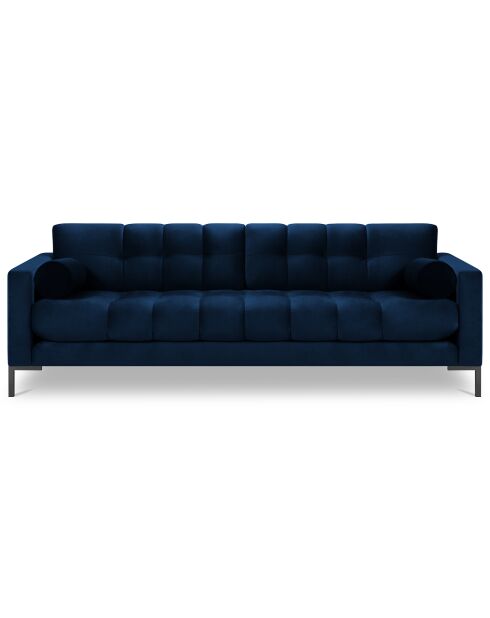 Canapé velours bali 4 places bleu roi - 217x92x78 cm