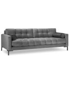 Canapé velours bali 4 places gris clair - 217x92x78 cm