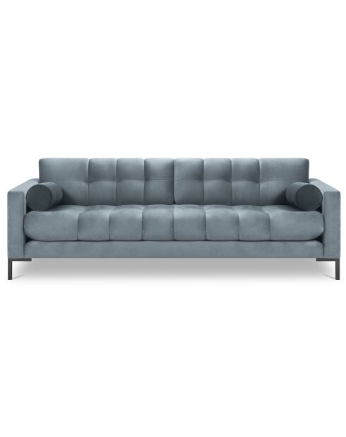Canapé velours bali 4 places bleu clair - 217x92x78 cm