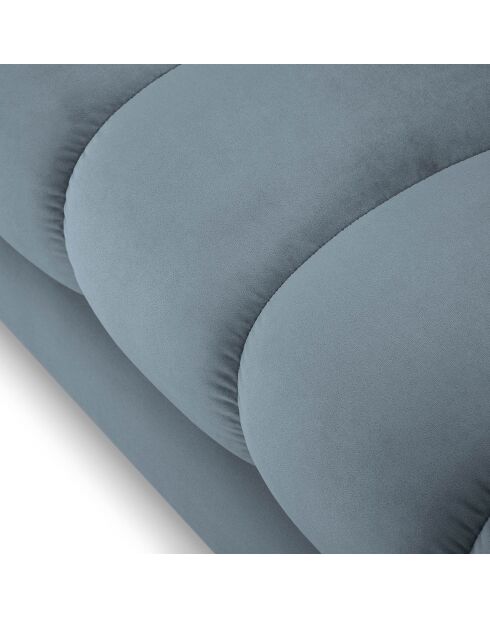Canapé velours bali 4 places bleu clair - 217x92x78 cm