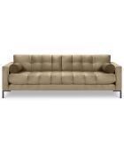 Canapé velours bali 4 places beige - 217x92x78 cm
