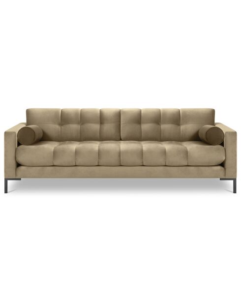Canapé velours bali 4 places beige - 217x92x78 cm