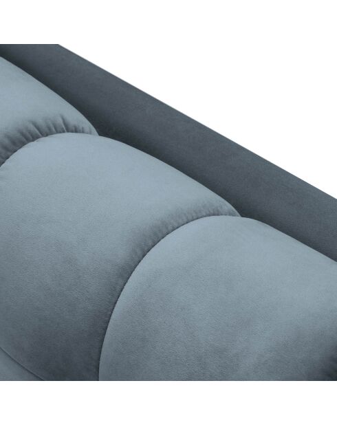 Canapé velours bali 4 places bleu clair - 217x92x78 cm