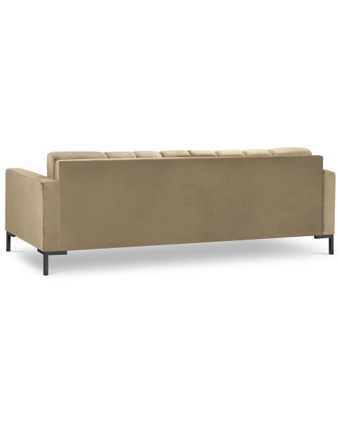 Canapé velours bali 4 places beige - 217x92x78 cm