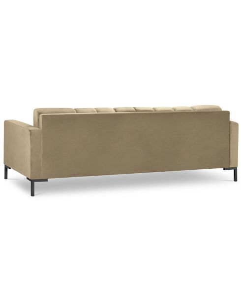 Canapé velours bali 4 places beige - 217x92x78 cm