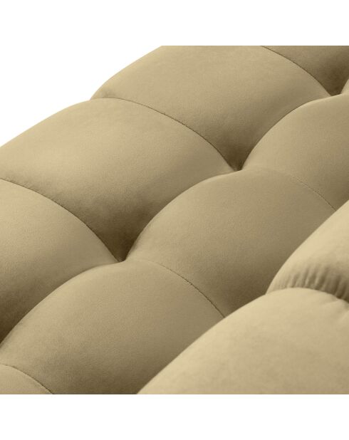 Canapé velours bali 4 places beige - 217x92x78 cm