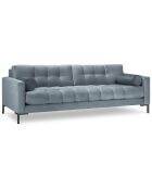 Canapé velours bali 4 places bleu clair - 217x92x78 cm