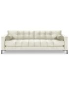 Canapé velours bali 4 places beige clair - 217x92x78 cm