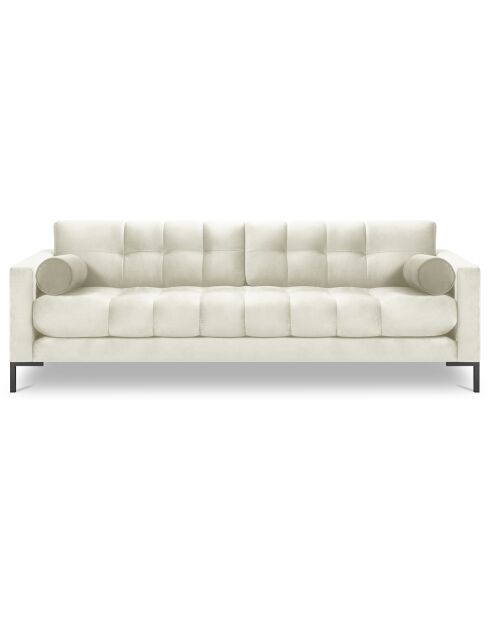 Canapé velours bali 4 places beige clair - 217x92x78 cm