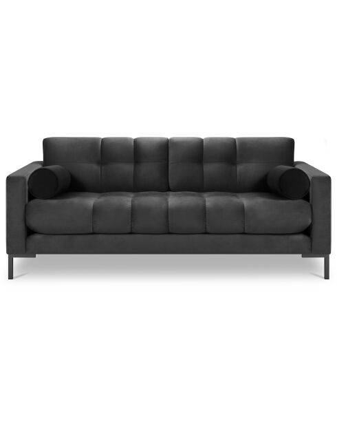 Canapé velours bali 3 places gris foncé - 177x92x78 cm