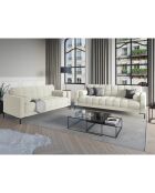 Canapé velours bali 4 places beige clair - 217x92x78 cm