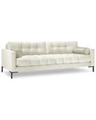 Canapé velours bali 4 places beige clair - 217x92x78 cm