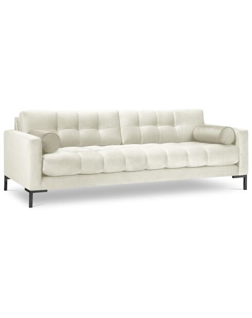 Canapé velours bali 4 places beige clair - 217x92x78 cm
