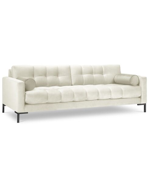Canapé velours bali 4 places beige clair - 217x92x78 cm