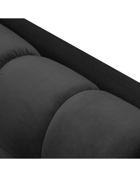 Canapé velours bali 3 places gris foncé - 177x92x78 cm