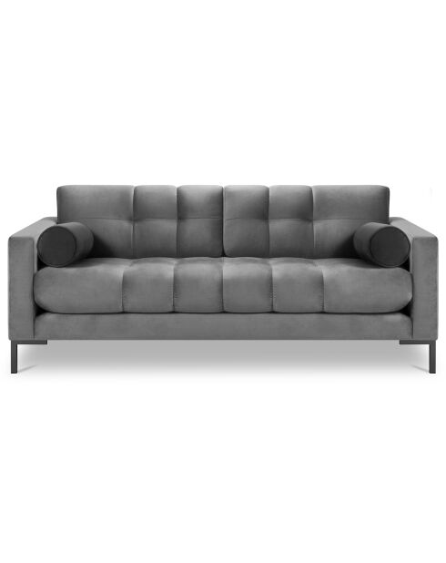 Canapé velours bali 3 places gris clair - 177x92x78 cm