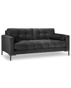 Canapé velours bali 3 places gris foncé - 177x92x78 cm