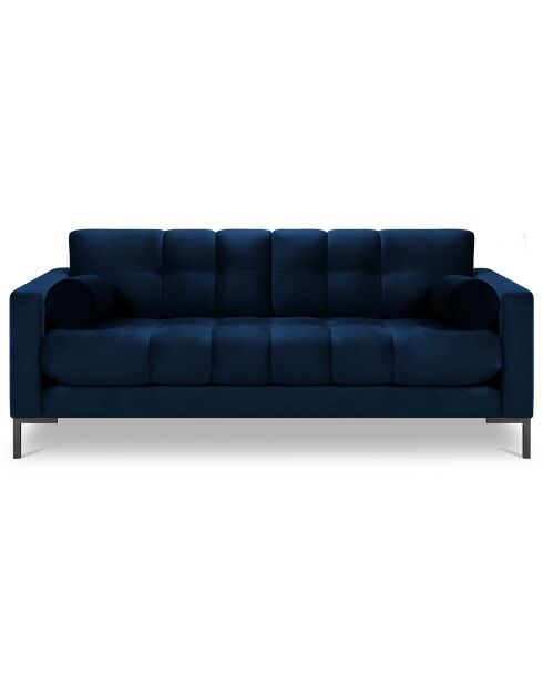 Canapé velours bali 3 places bleu roi - 177x92x78 cm