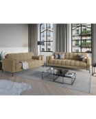 Canapé velours bali 4 places beige - 217x92x78 cm