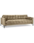 Canapé velours bali 4 places beige - 217x92x78 cm