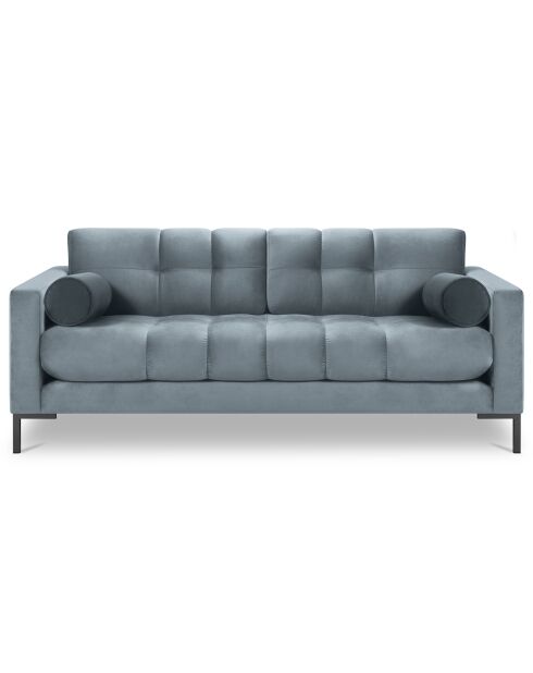 Canapé velours bali 3 places bleu clair - 177x92x78 cm