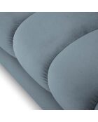 Canapé velours bali 3 places bleu clair - 177x92x78 cm
