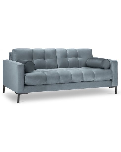 Canapé velours bali 3 places bleu clair - 177x92x78 cm