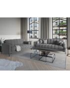 Canapé velours bali 3 places gris clair - 177x92x78 cm
