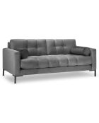 Canapé velours bali 3 places gris clair - 177x92x78 cm