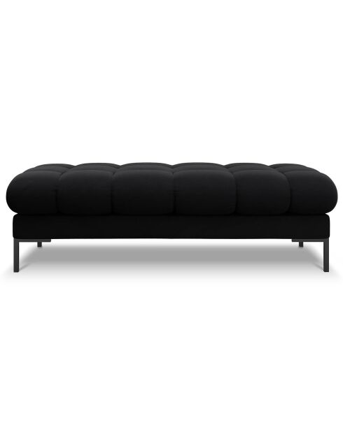 Banc velours bali 2 places noir - 62x133x40 cm