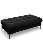 Banc velours bali 2 places noir - 62x133x40 cm