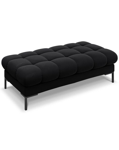 Banc velours bali 2 places noir - 62x133x40 cm